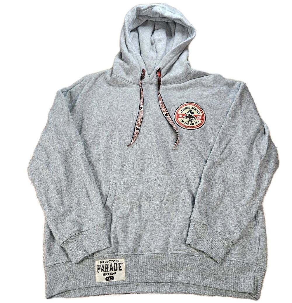 Macys Minnie Mouse Macy's Day Parade 2024 Hooded Sweatshirt Size Large Gray